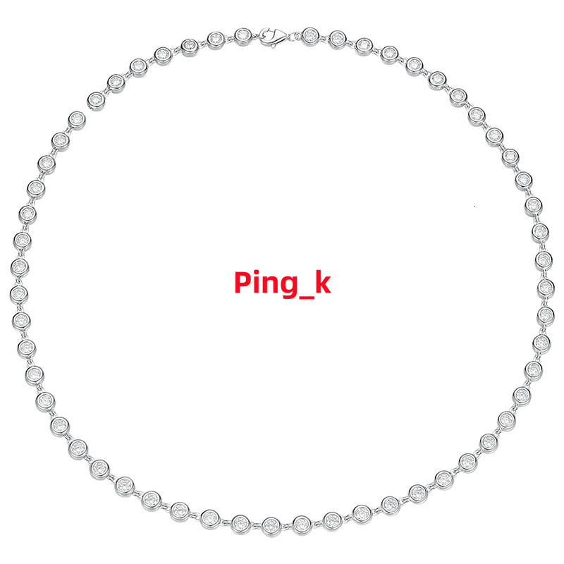 Factory Jewelry High-grade S925 Silver 3mm 4mm Bubble Lab Diamond Zircon or Moissanite Tennis Chain Necklace for Women