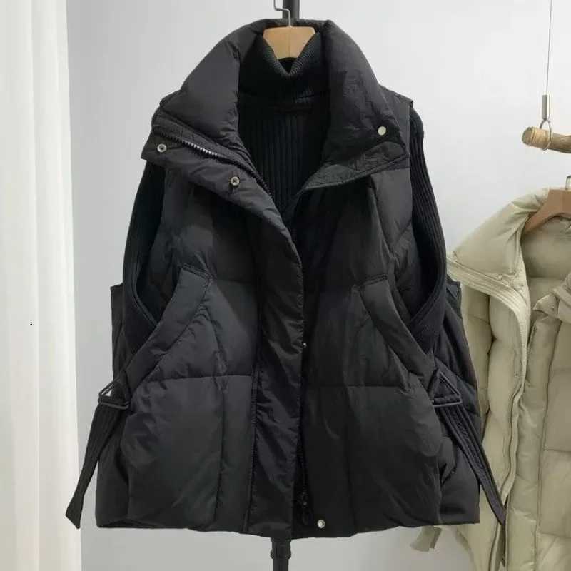 Autumn Winter 2025 Plus Size Womens Down Cotton-padded Vest Coat Female Elegant New Warm Waistcoat Jacket Fashion OverwearT251129