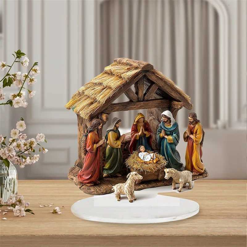 Flat Acrylic Ornament Waterproof Nativity Desktop Decoration For He Off Present H251129