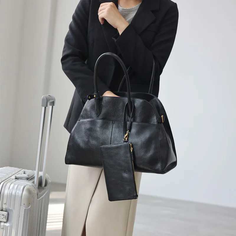 Womens Genuine Leather Large Capacity Tote Bag Female Retro Luxury Briefcase Vintage Cowhide Shoulder Handbag K251128