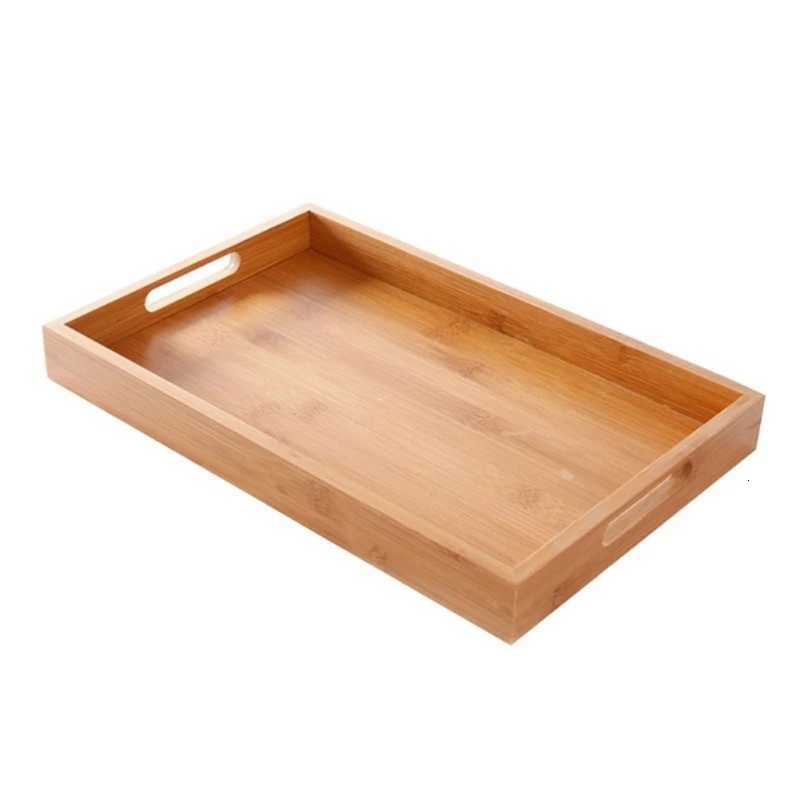 Wide Bamboo Organizer Tray Storage Bin with Handles for Cutlery Serving Spoons Cooking Utensils Teapot Teacup Y251129