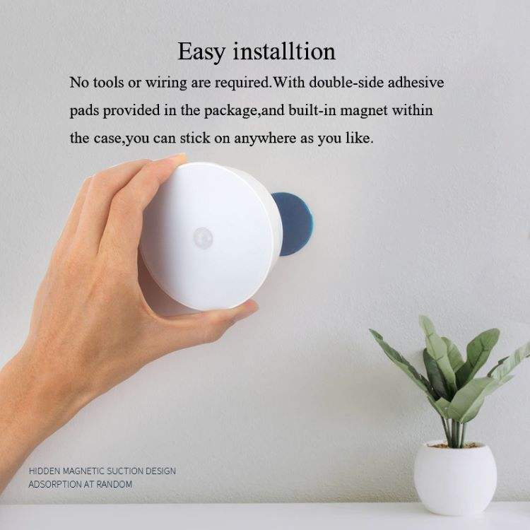 LED Smart Human Body Sensor Night Lamp Emergency Automatic Lighting USB Charging Wireless Magnetic Suction Use Night Light
