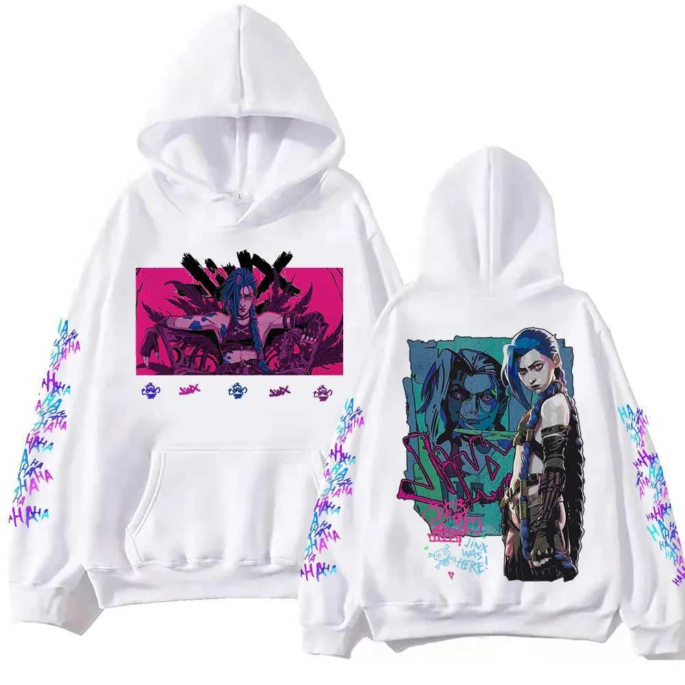 Hot Anime Jinx Arcane Hoodie Harajuku Hip Hop Zipper Top Pop Music Sportswear Fan Gift W250429