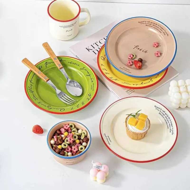 Luxury Vintage French Letters Ceramic Dessert Cake Plate Creative Simple Breakfast Plate Y251129