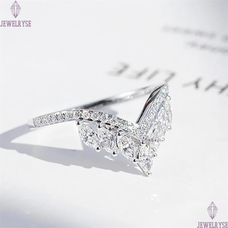 Size 6-10 Luxury Jewelry Real 925 Sterling Silver Crown Ring Full Marquise Cut White Topaz CZ Diamond Moissanite Women Wedding Band Ring