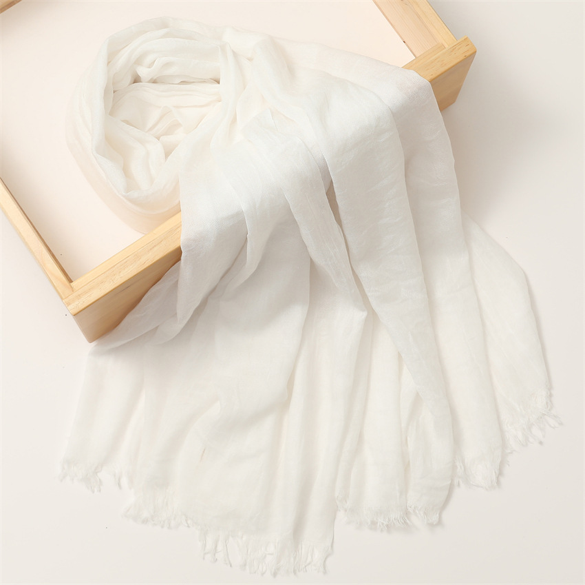 K567 Foreign trade new silk scarf cotton and linen headscarf women spring and summer solid color Japanese and Korean scarf sun protection warm shawl f