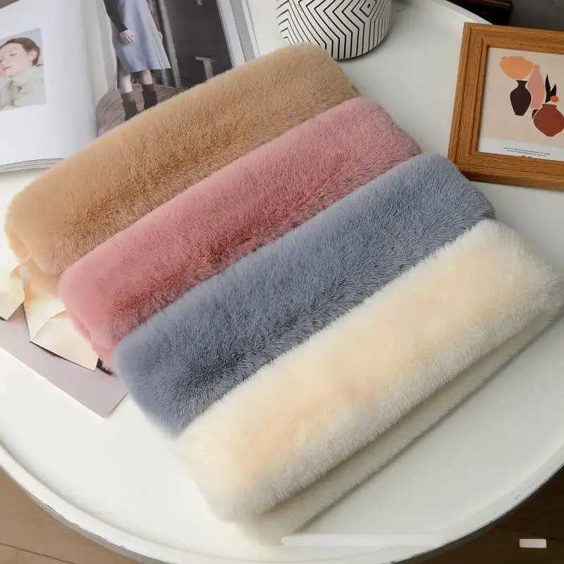 Solid Color Autumn Winter Cold Resistant Women Neck Collar Scarf Plush Cross Scarf Faux Rabbit Fur Thickened Soft Scarves XWJ112J251129
