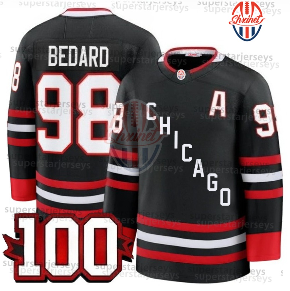 2025-26 Hockey Jersey 100th Bedard Nazar Burakovsky Bertuzzi Donato Teravainen Levshunov Mikheyev Crevier Sweater Custom Double-Reinforced Stitched