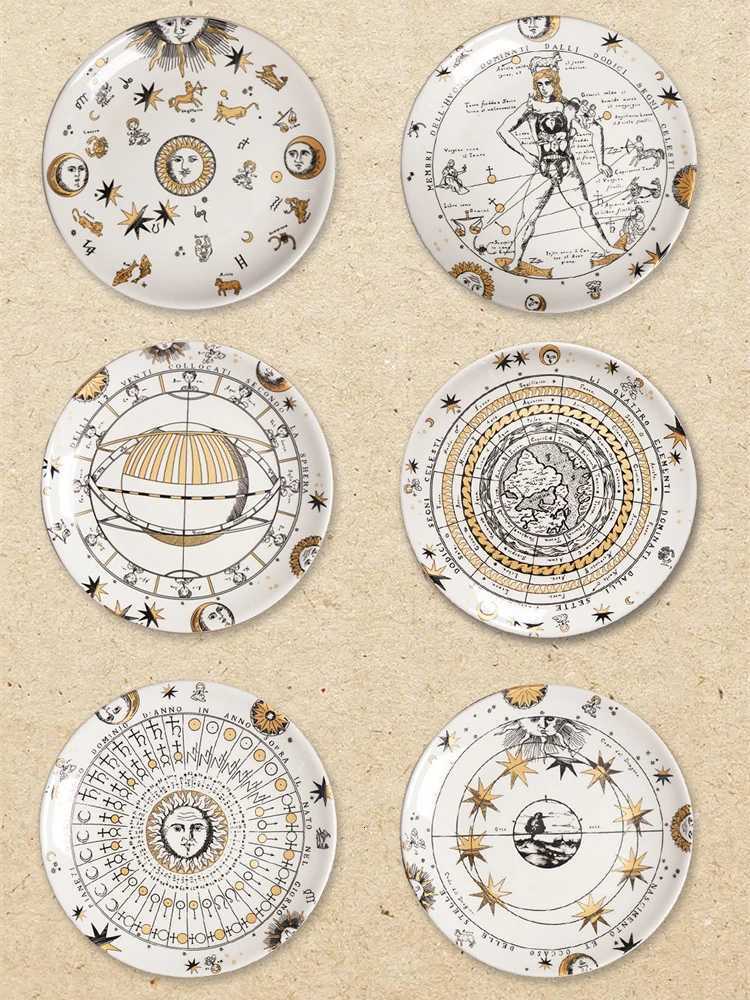 Luxury White Face Sun Hanging Plate Ceramic Round Wall Decoration European Art Wall Decoration 10 Inches Craft Fruit Dessert Plate New Y251129