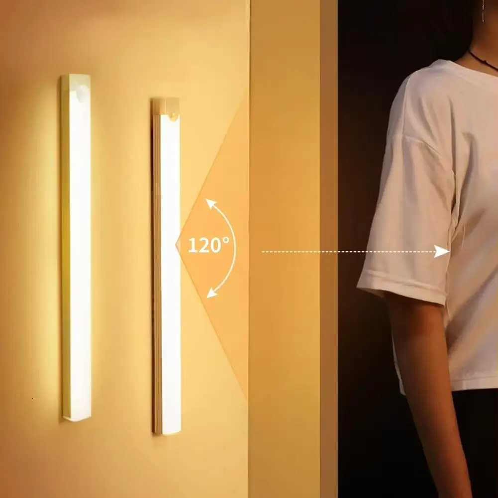 USB Rechargeable Motion Sensor LED Light Magnetic Dimmable Bar Lamp with 3 Modes for Wardrobe Bedside Stairs Cabinet Lighting M251129