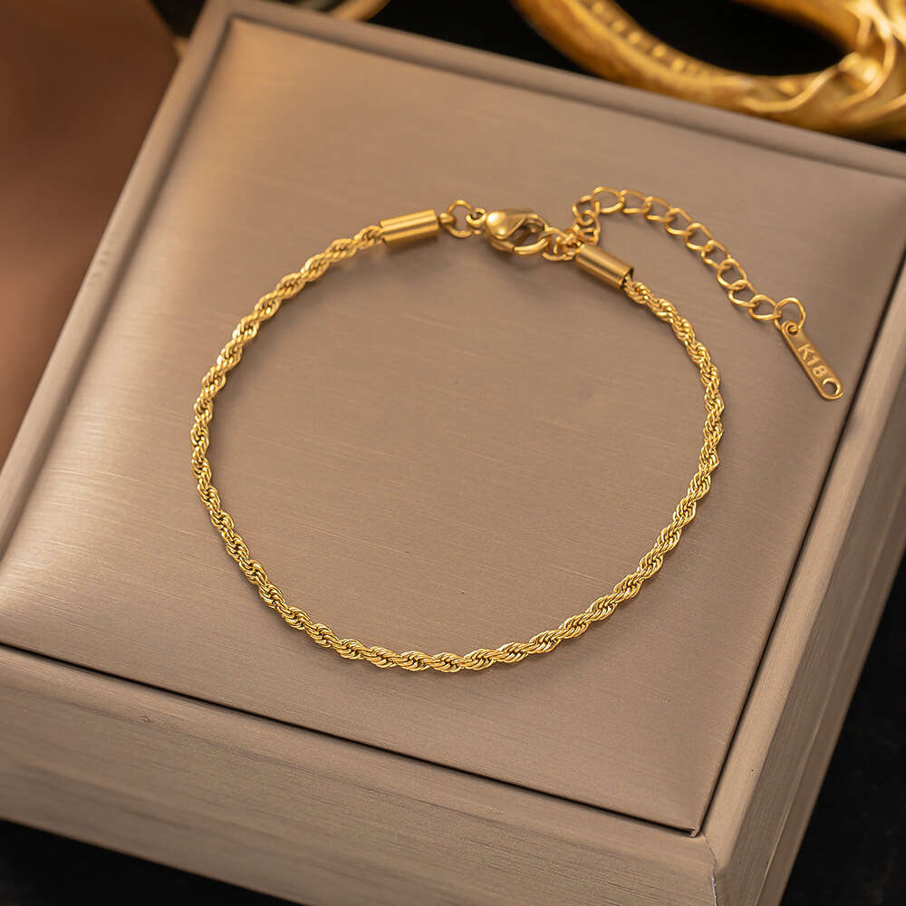 DHCollections Fashion Hot Sale Zircon Titanium Bracelet Gold Plated Stainless Steel Bracelets for Women