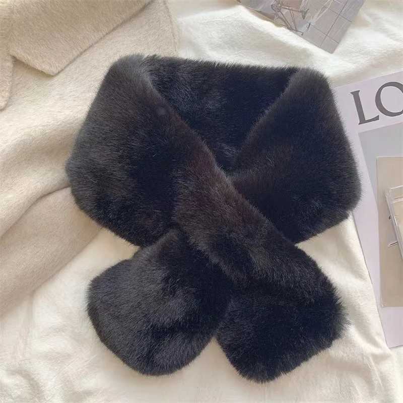 Korean Winter Faux Rabbit Fur Scarf Women Girls Scarf Soft Plush Scarves Solid Color Neck Collar Warmer Stuff Christma GiftJ251129