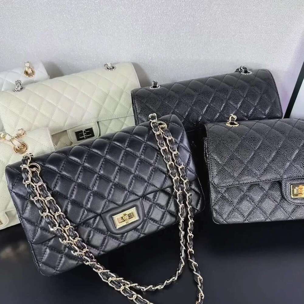 New Tweed Stylecf Chain 2.55 Genuine Leather Argyll Shoulder Crossbody Versatile Classic Flip-Open Small Square Bag For