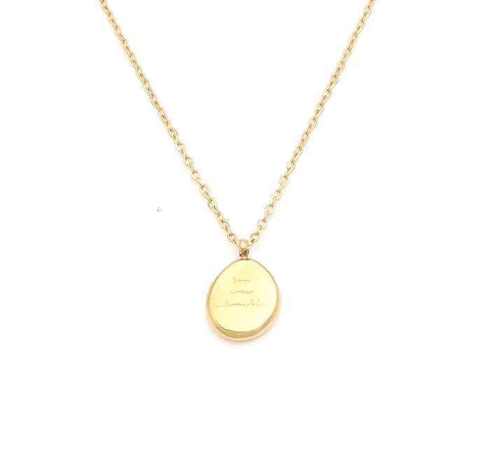 DHCollections Custom Stainless Steel Clavicle Chain Women's Superior Sense Country Tide Geometric Irregular Oval Lettering Pendant Necklace