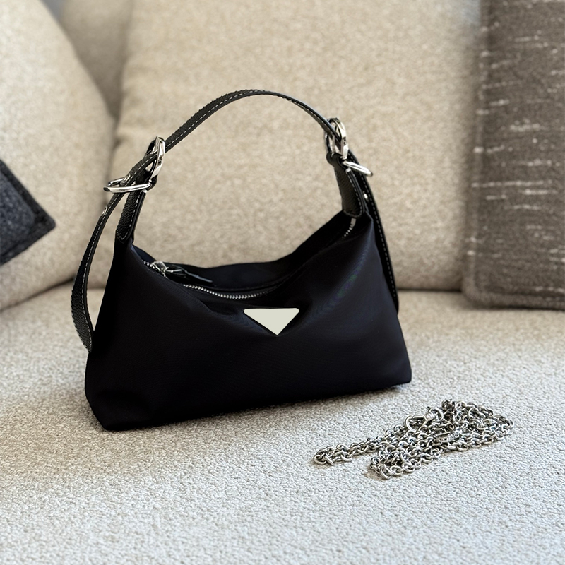 Designer Womens Totes Handbag Underarm Dumpling Shaped Retro Nylon Style Comter Bag Leather shoulder strap Free shipping