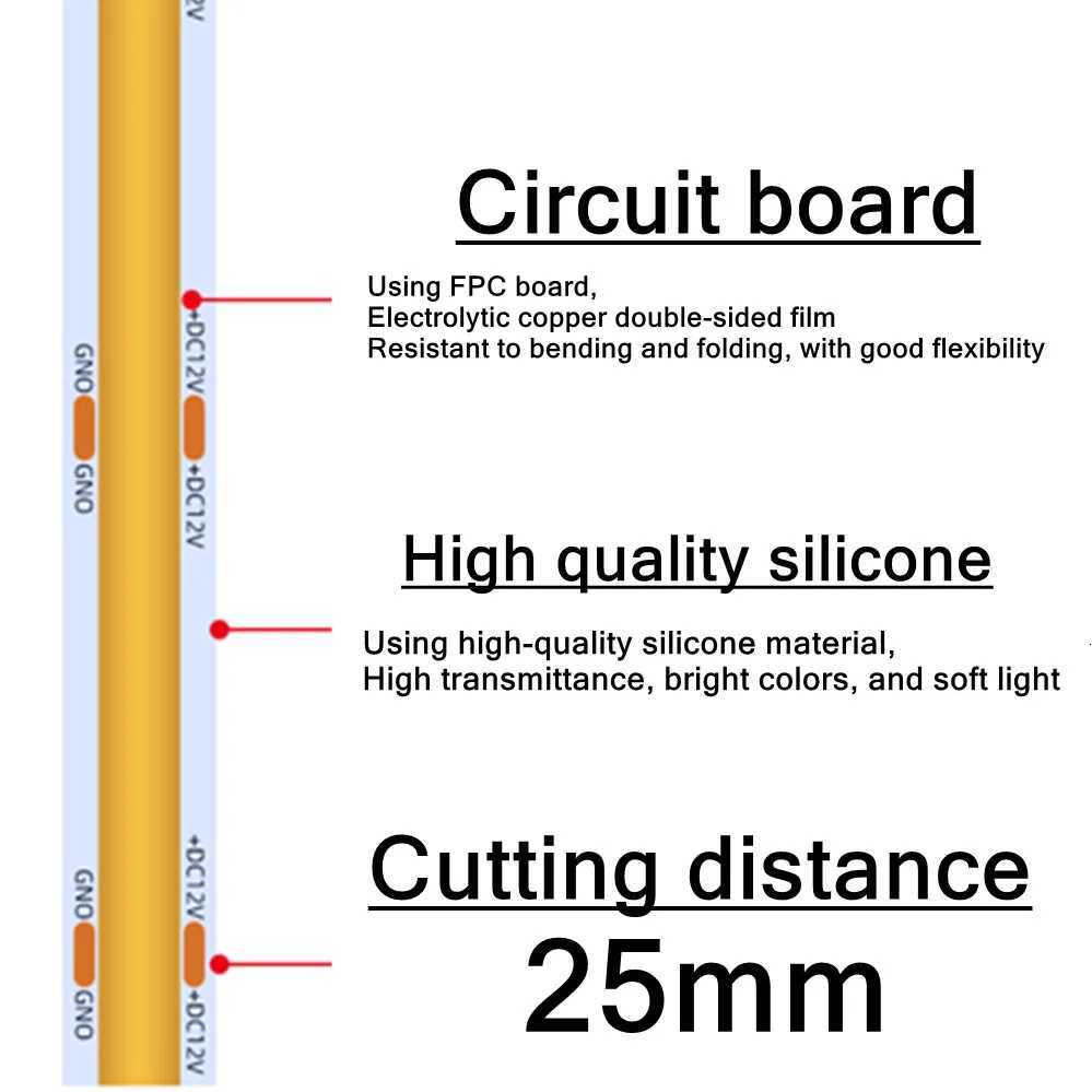 5V LED COB Light Strip Touch Dimmer Flexible Diode Tape 5V USB Linear Indoor Lighting Lamp Room DIY TV Mirror Backlight Decor M251129