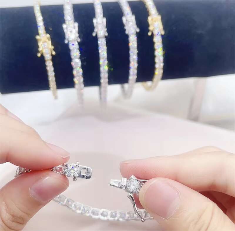 Iced Out Cuban Link 14K Gold Plated 925 Sterling Silver Fine Bracelets for Men Women