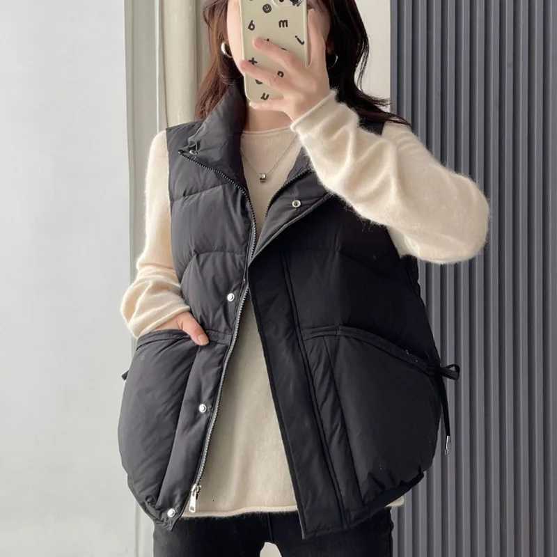 Down Cotton Womens Vest 2025 New Fashion Waistcoat Versatile Autumn Winter Solid Color Waistcoat Warm Jacket Womens Vest H522T251129