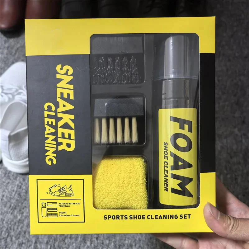 1 set Shoes Cleaner foam dry cleaning suit 150ML WaterFree Foam Sneakers Shoe Brush Cloth Work on White ShoeBoot 251129