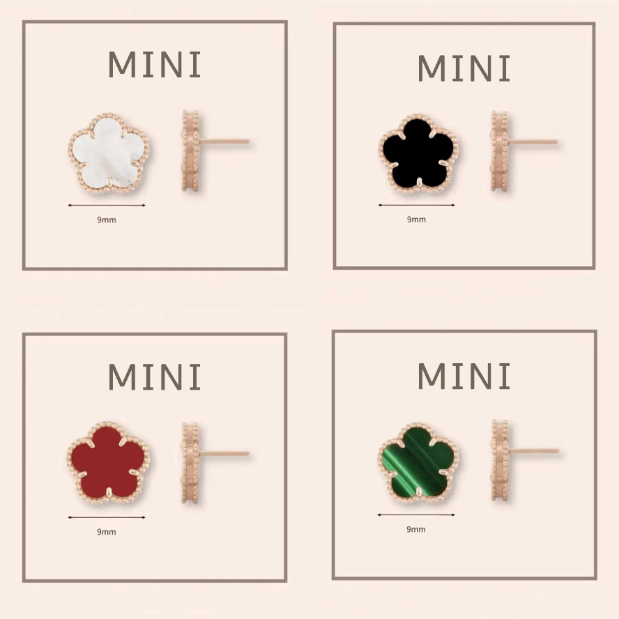designer earrings for woman gold jewelry earrings designer Casual 9mm Rose Gold Plated Mini fashion pearl earrings clover earrings high quality stud earrings gifts