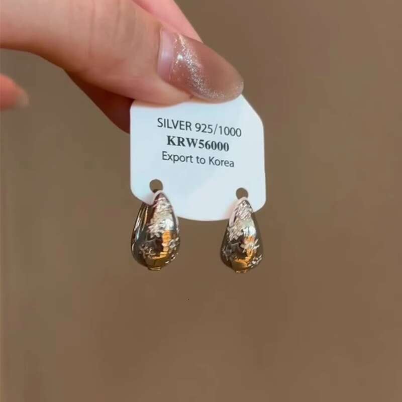 Cold style sier octagonal star ear buckle French exquisite niche high-end design water droplet earrings for women