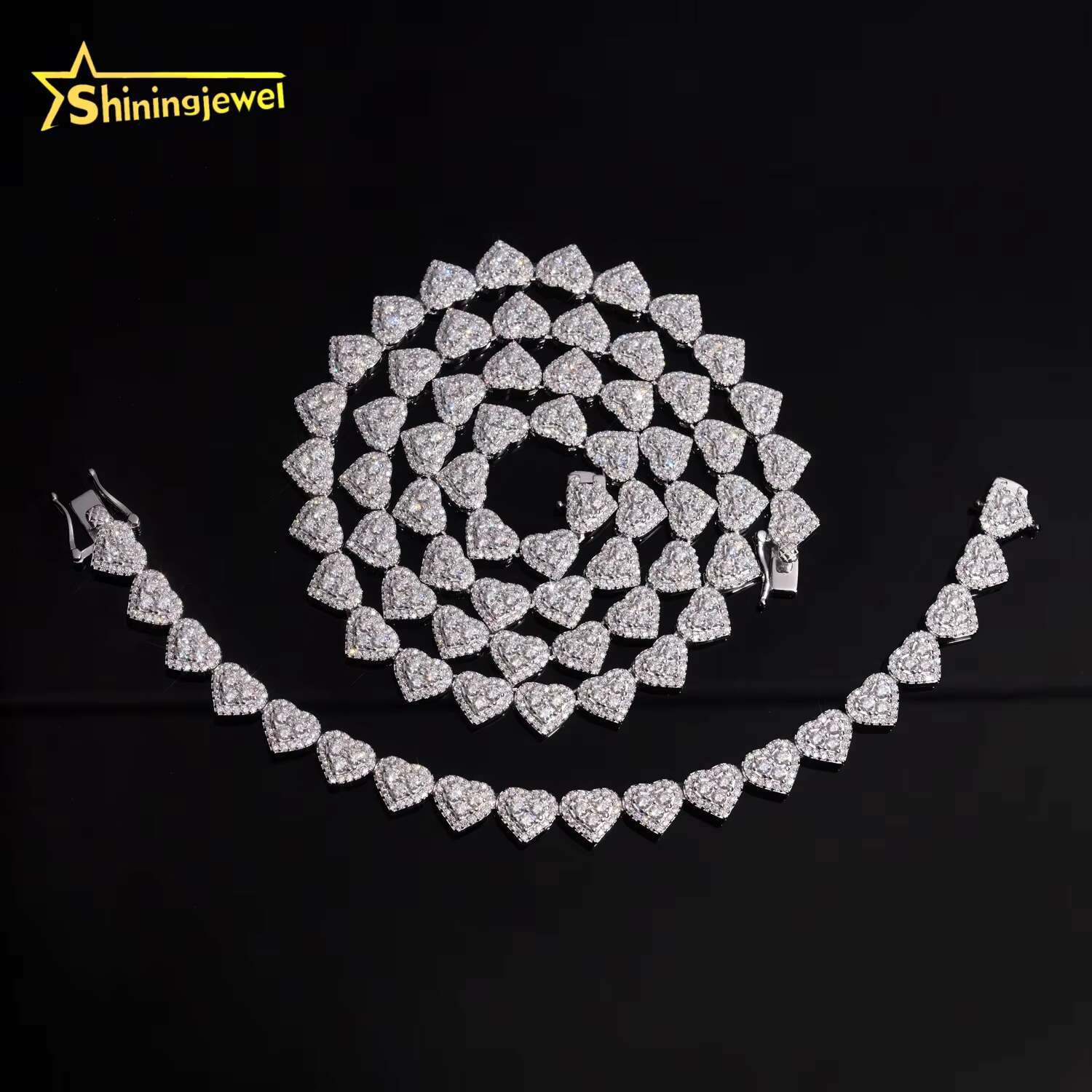 Hot Selling Heart Style Moissanite Cuban Link Bracelet 925 Silver Iced Out Moissanite Diamond Bracelet Men Hip Hop Jewelry
