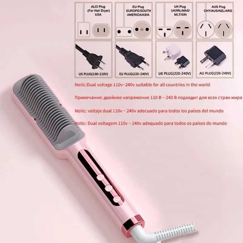 Profissional Hot Combs Anti-scalding Hair Straightener Brush Ceramic Hair Curler Heated Electric Smart Brush Hair StraightenerT251129