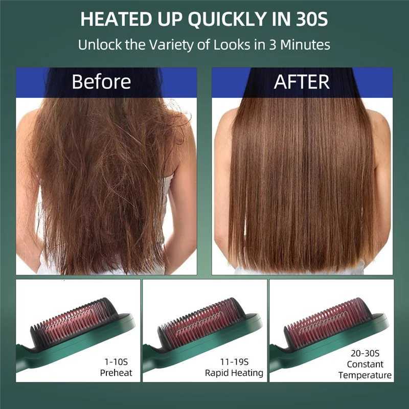 LCD straightening comb dual-useforstraighteningandcurlinghair fringe styling scalpmassager flat iron lazy straightening combT251129