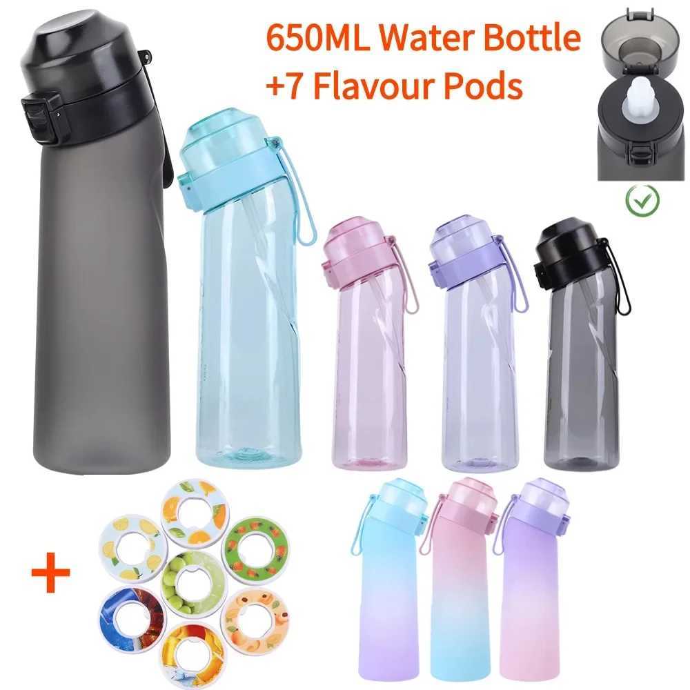 Flavored Water Bottle with 7 Flavour Pods Air Water Up Bottle Frosted Black 650ml Air Starter Up Set Water Cup for Camping SportT251129