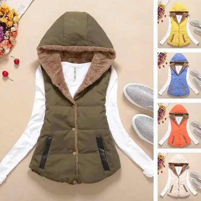 Jacket Vest off-Season Clearance Autumn Winter Coral Fleece Vest Womens Hooded Jacket Chaleco MujerT251129