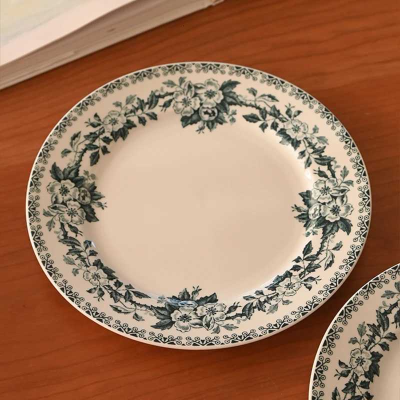 Luxury European Floral Pattern Ceramic Plate High quality Household Breakfast Tableware Vintage Restaurant Dessert Plates Y251129