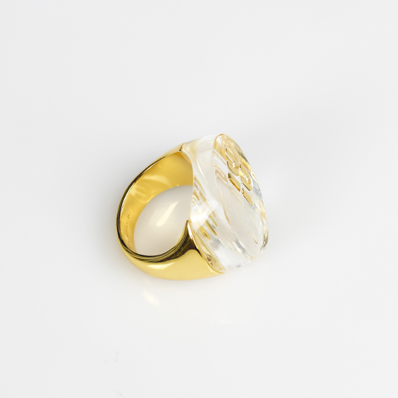Free shipping MM letters designer ring for women gold retro vintage round acrylic clear transparent rings jewelry top grade Free shipping