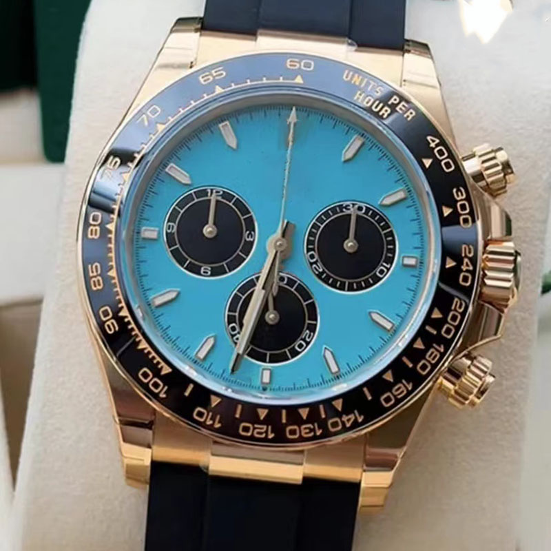 mens Watch Sapphire highquality mechanical watch 40mm fashion designer luxury multi color three eye dial luminous sapphire waterproof fashion watch luxury case