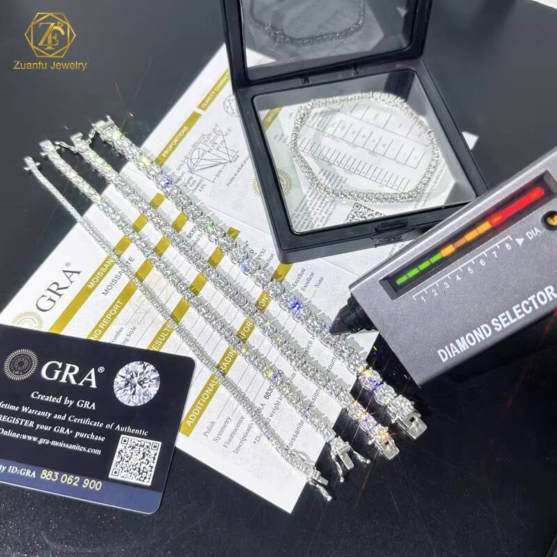 Pass Test 2mm 3mm 4mm 5mm 65mm 925 Sterling Silver VVS Moissanite Diamond Tennis Chain Iced Out Men Women Tennis Chain Necklace