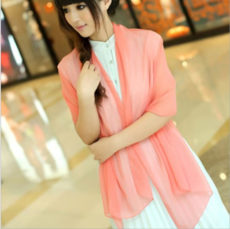 K715 2024 summer new solid color chiffon scarf candy color scarf sunscreen beach towel scarf wholesale