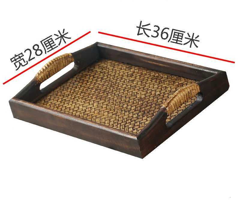 Wooden Tray Thai Rattan Beauty Salon Tray Hotel Rectangular Water Cup Tea Cup Storage Tea Tray Y251129
