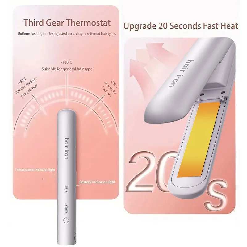 X16A 2025 NEW-Portable Mini Styling Iron 2-In-1 Wireless Hair Straightener And Curler With 3 Heat SettingsT251129