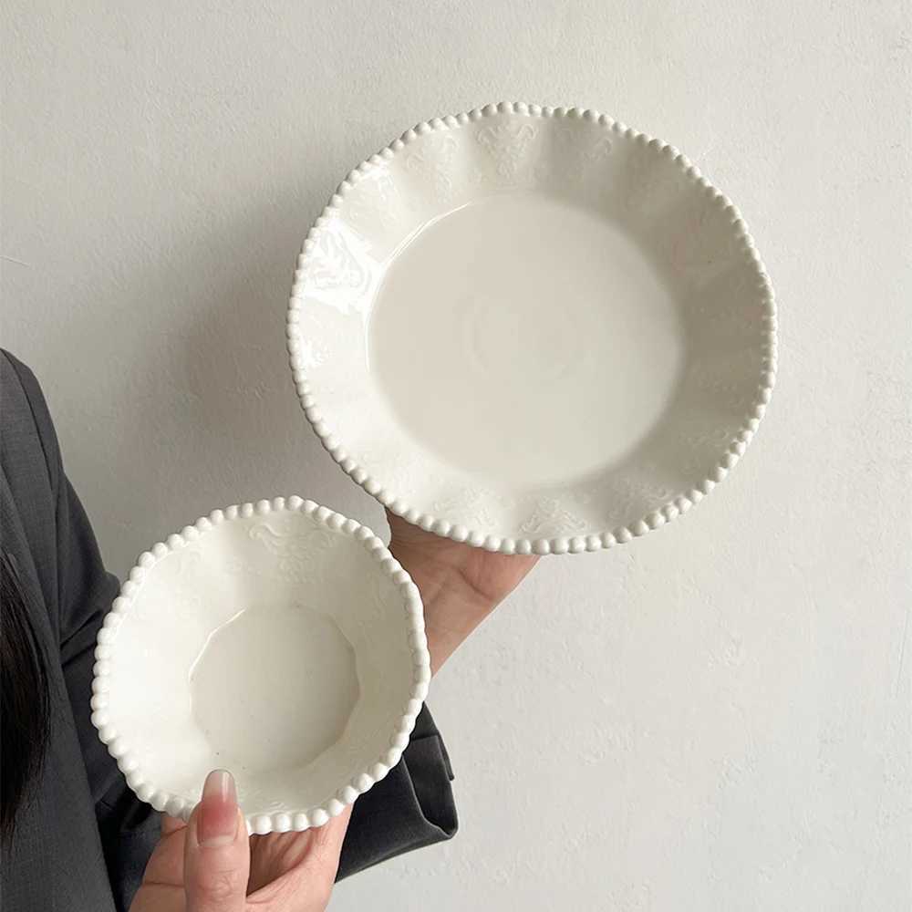 Luxury Ceramic Pearl Dinnerware Plates Set Luxury Chic Breakfast Plates Stylish He Kitchen Tableware for Daily Dining Y251129
