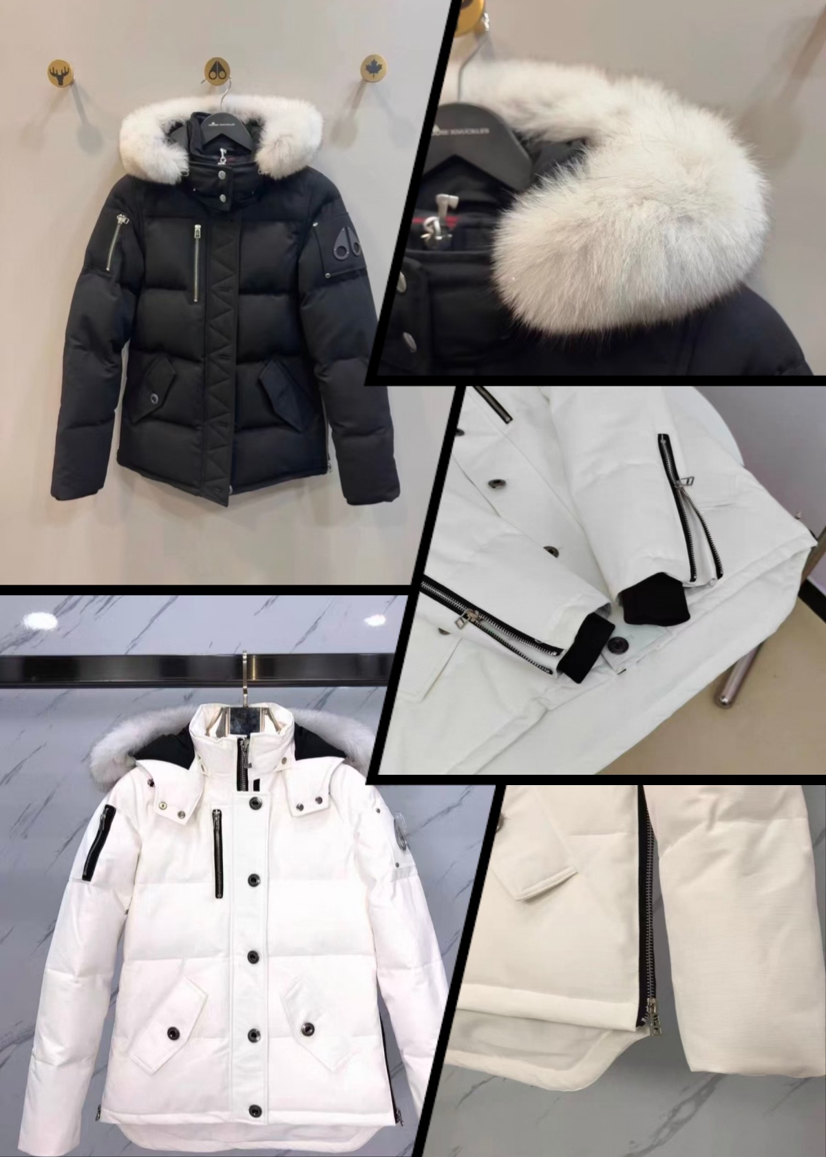 Knukles Moose Coat Fur Collar Parka Winter Waterproof White Duckmoose knuckDuster Jacketlecoat Cloak Fashion Men And Women Couples Moose Casual Version To Keep 85