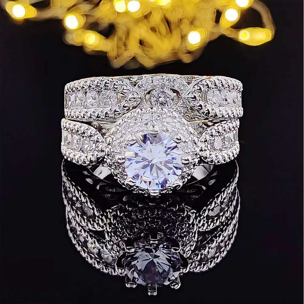 Luxury High-End European and American Boutique Women's Round Geometric Ring R4428 Cross-Border E-commerce Combination Free delivery