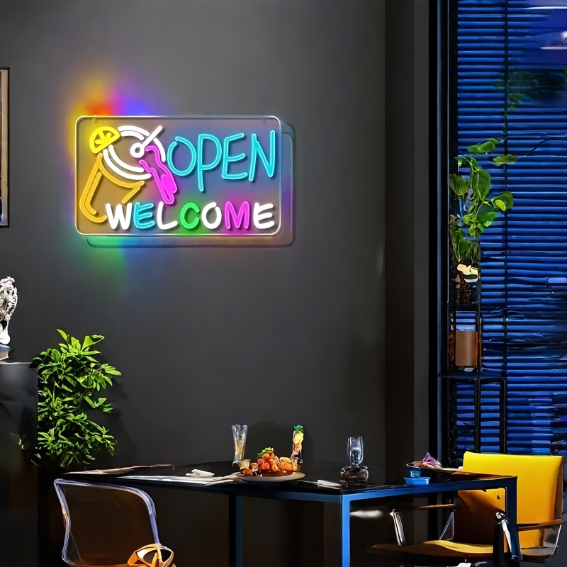 Open Signs for Business, Super Bright LED Neon Open Sign -Electric Light-Up Sign with ON/OFF Switch, Suitable for Coffee Shops, Salons, Bars, and Wind