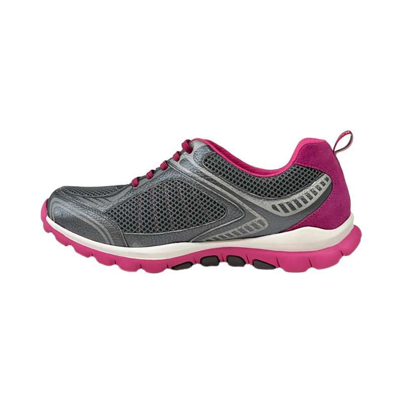 Women's Lightweight Breathable Running Shoes with Pink Accents - grey & Pink Okimoz