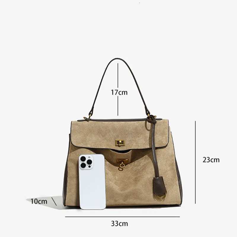 brand Frosted Leather Tote Bag Large Capacity Handbag For Women With Lock Handheld Shoulder Crossbody Briefcase Work Bags K251128