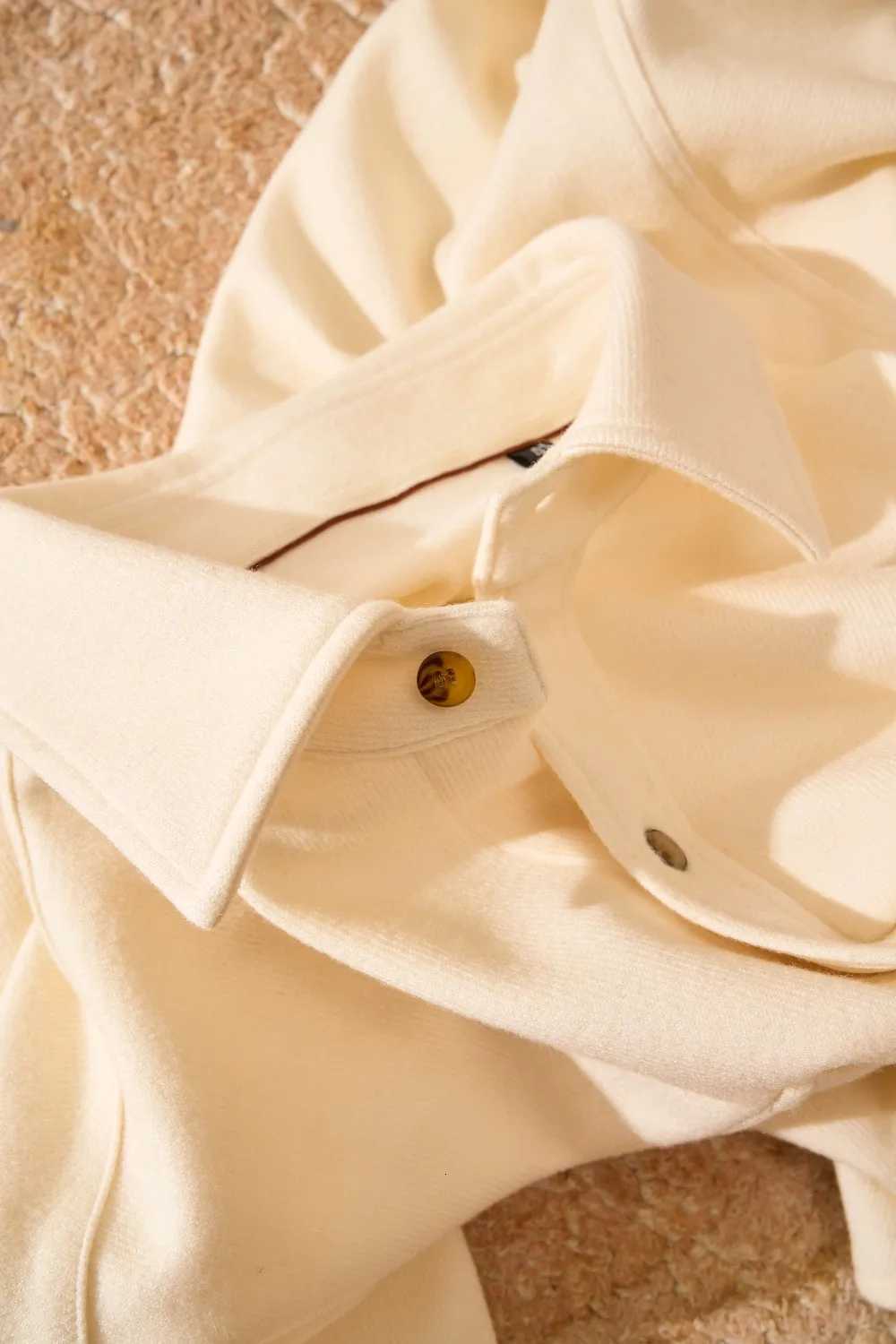 Italian BC version old money style autumn and winter wool blended business casual long-sleeved simple shirtW251129