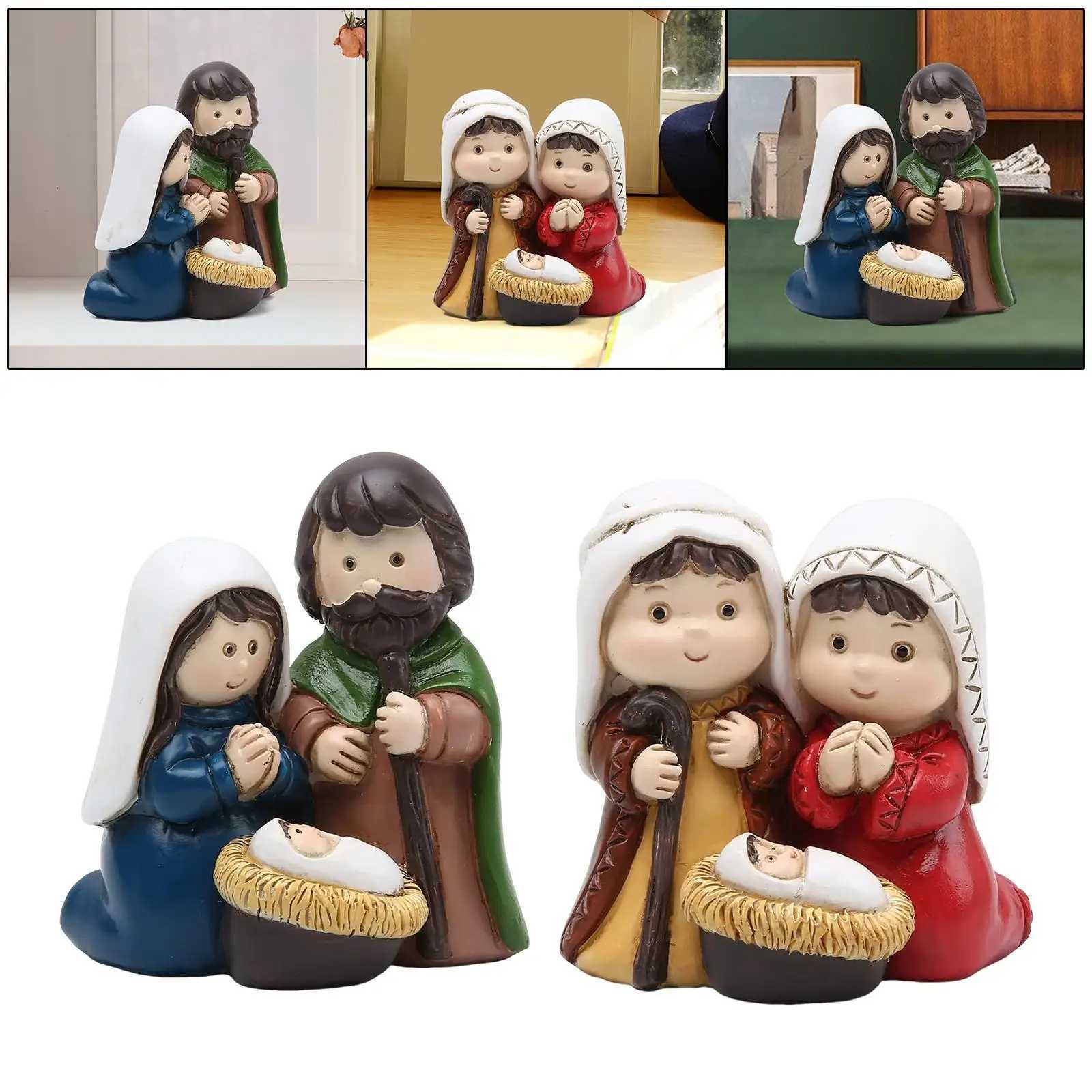 Holy Family Figurine He Deor Baby Jesus Mary Mother Christmas Nativity Set Ornament for Church Living Ro Off H251129