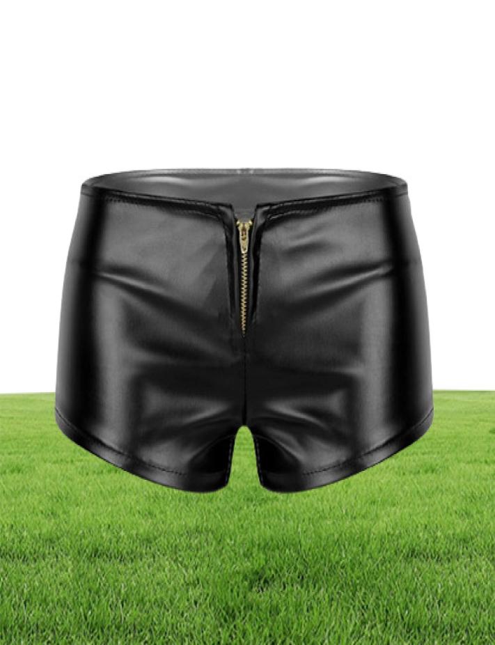 Faux Leather Shorts Women pants Front Zipper White Black Low Waist Shorts Female Sexy Bandage Mini Women Shorts Buttoms Y2006232000731