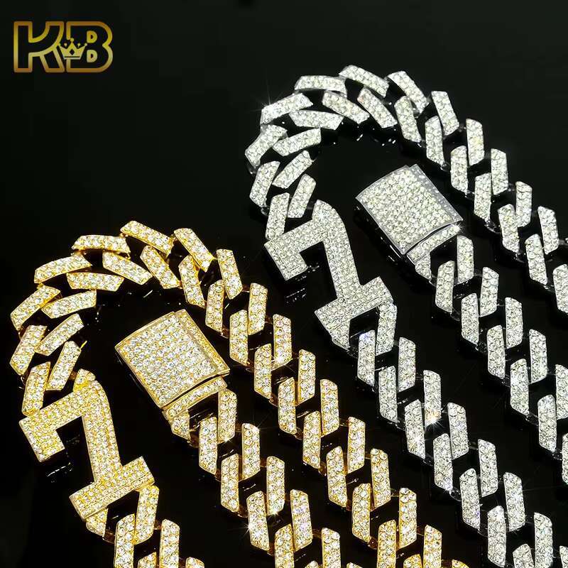 20mm 925 Sterling Silver Link Chain Necklace with Moissanite Luxury Single Row Hip Hop Jewelry for Hustlers Trendsetters