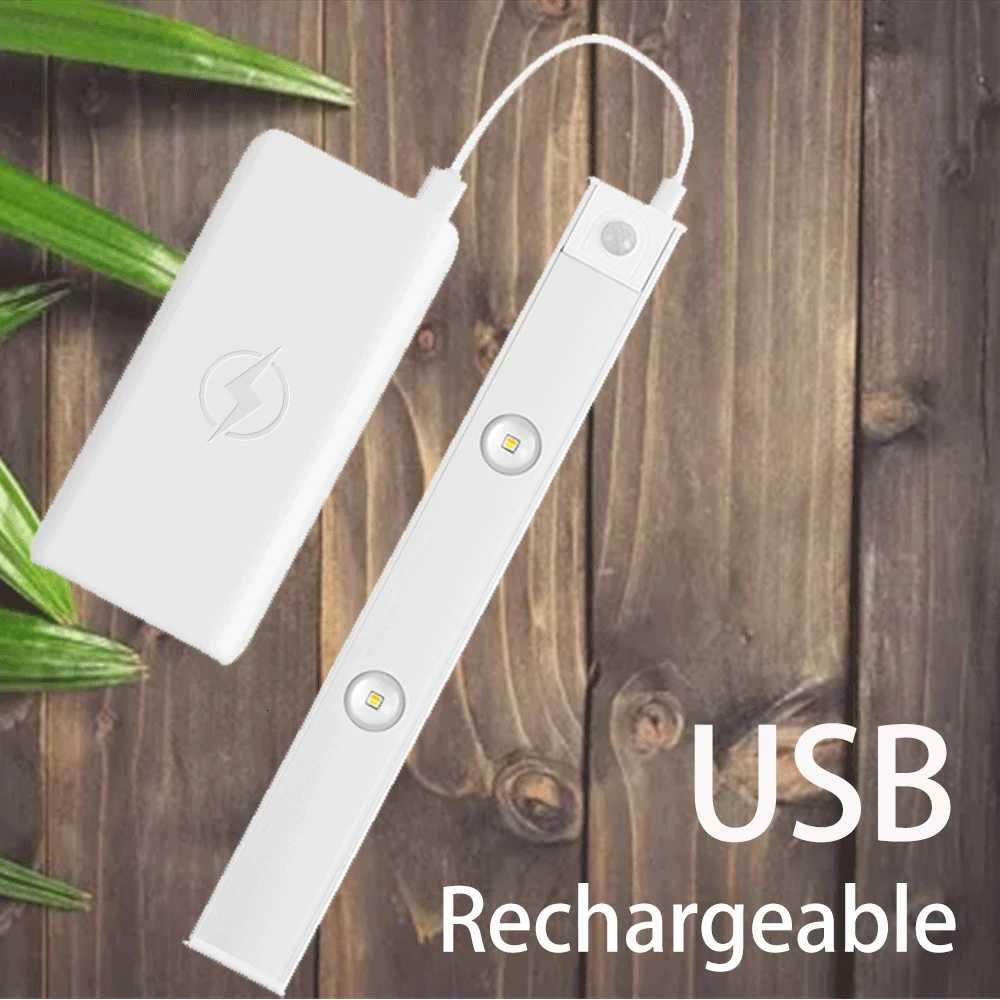 Cabinet Light USB Rechargeable Motion Sensor Ultra-thin Led Lamp for Kitchen Wardrobe Cabinet decoration Lighting 20CM/30CM/40CM M251129