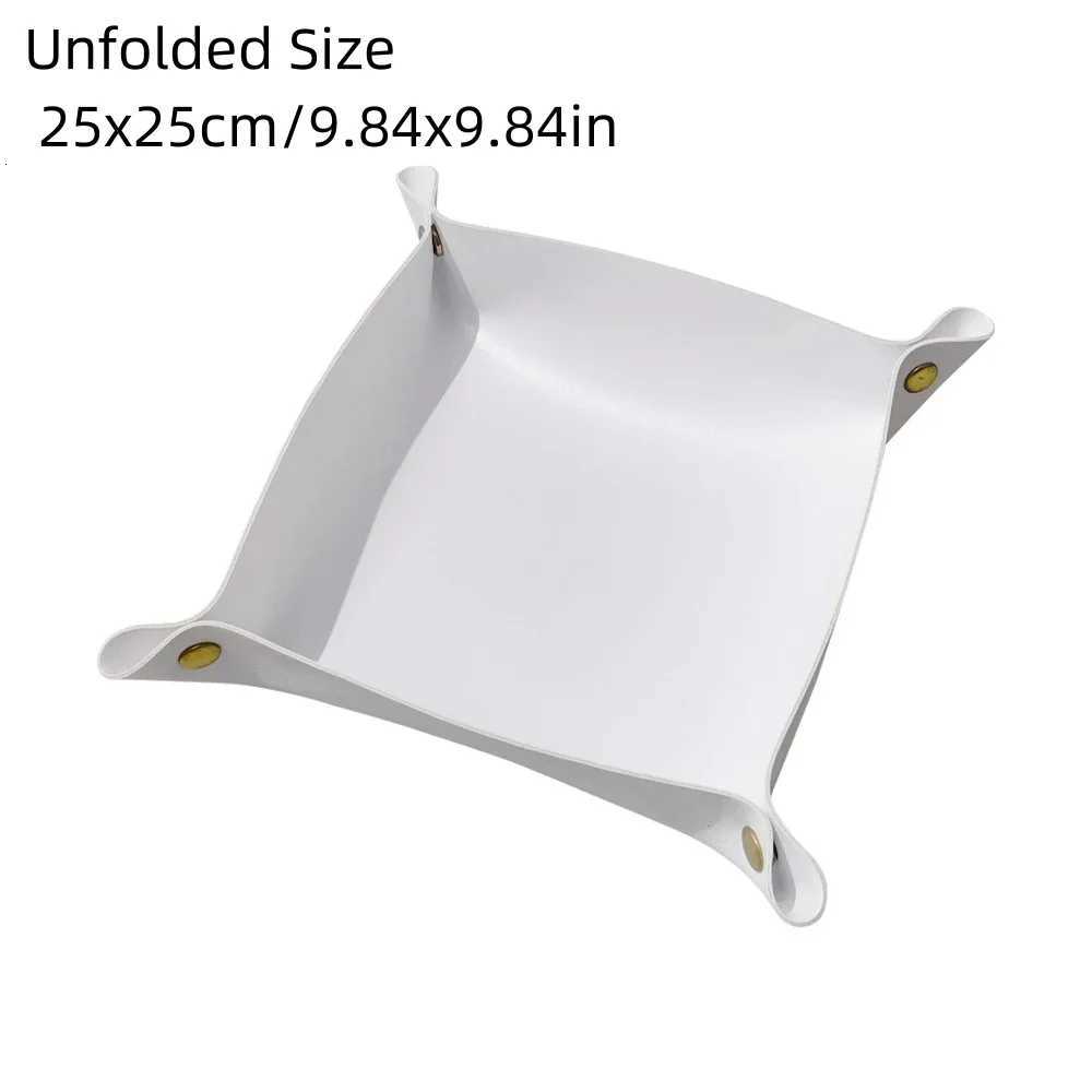 1PC 25X25CM Leather Tray Foldable Table Storage Box Jewelry Key Coin Desk Top Organizer Entryway Nightstand Home Decoration Y251129