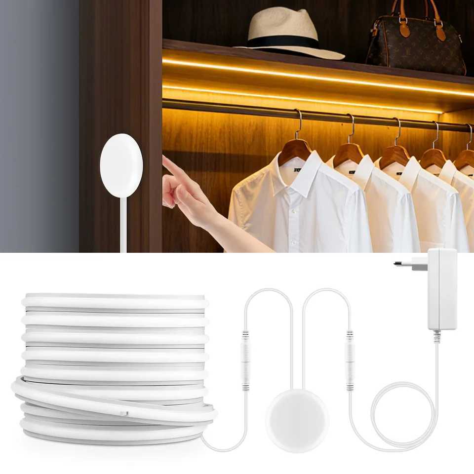 24V Solid COB Neon LED Cabinet Strip Light Pure Silicone Gel Tube With Dimmable Touch Hand Sweep Sensor 25mm Board Penetrable M251129